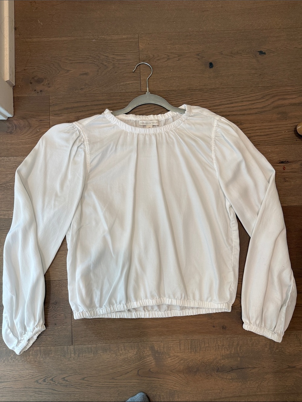 Chelsea & Violet White Elastic-Neck Boho Top